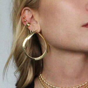 NWT Michelle Campbell Mia Hoop Earrings Pierced Gold Plated 2 1/2" Length